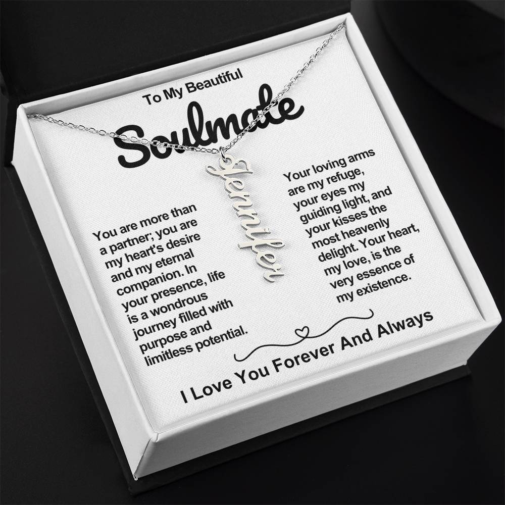 Soulmate Vertical Personalized Valentine Name Necklace