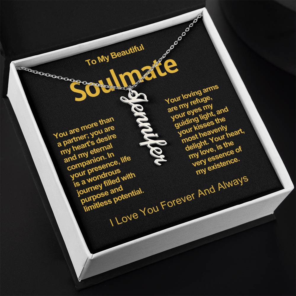 To My Beautiful Soulmate Vertical Name Necklace