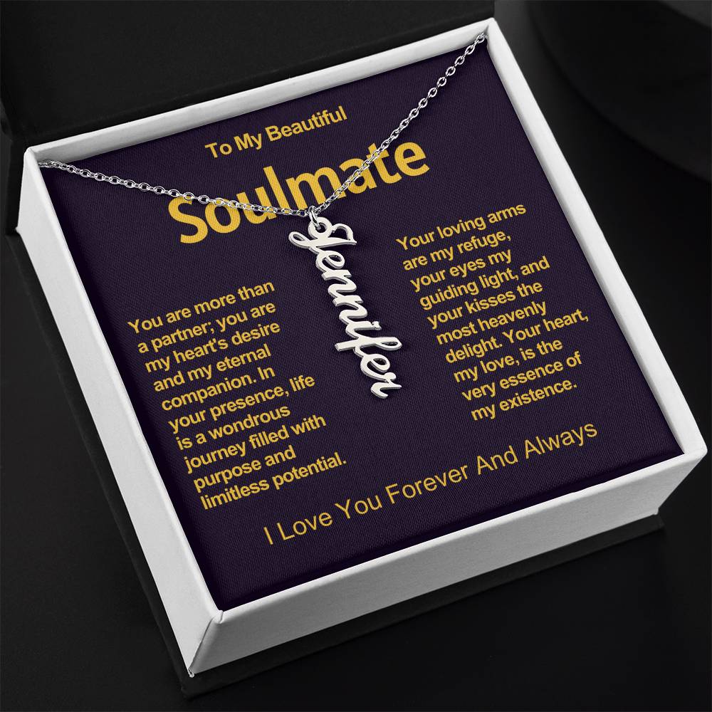 To My Beautiful Soulmate Vertical Name Necklace