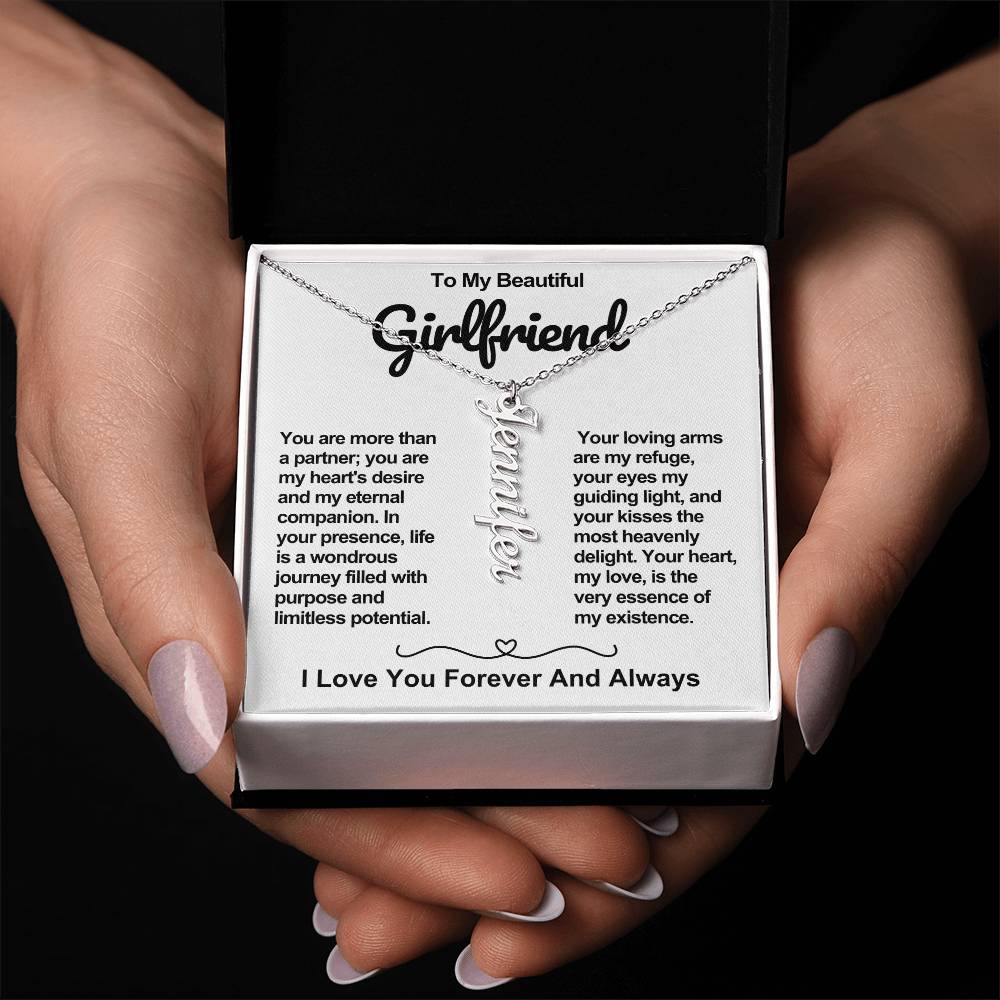 Girlfriend Vertical Personalized Valentine Name Necklace