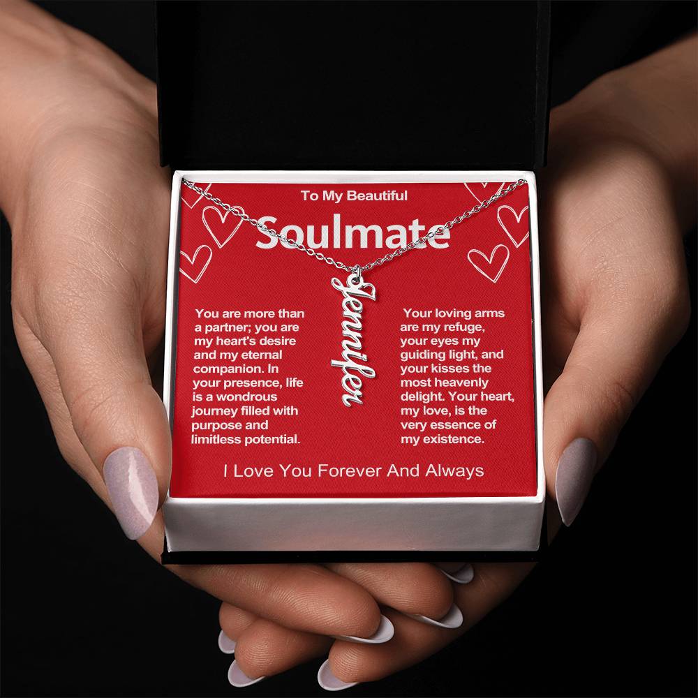 Soulmate Vertical Personalized Valentine Name Necklace