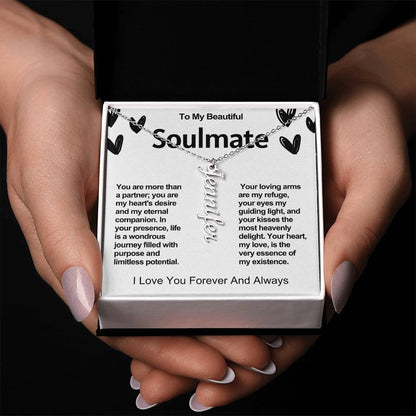 Soulmate Vertical Personalized Valentine Name Necklace