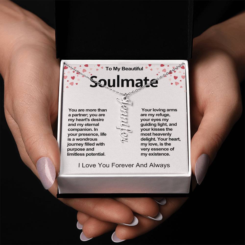 Soulmate Vertical Personalized Valentine Name Necklace