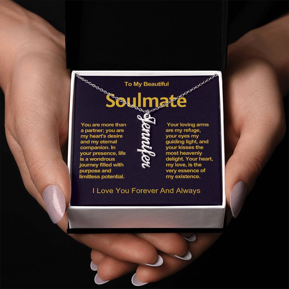 To My Beautiful Soulmate Vertical Name Necklace