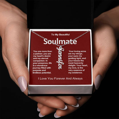 To My Beautiful Soulmate Vertical Name Necklace