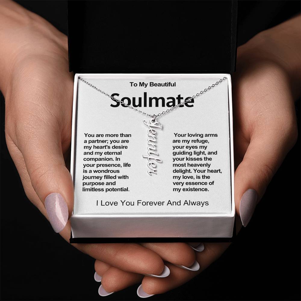 To My Beautiful Soulmate Vertical Name Necklace