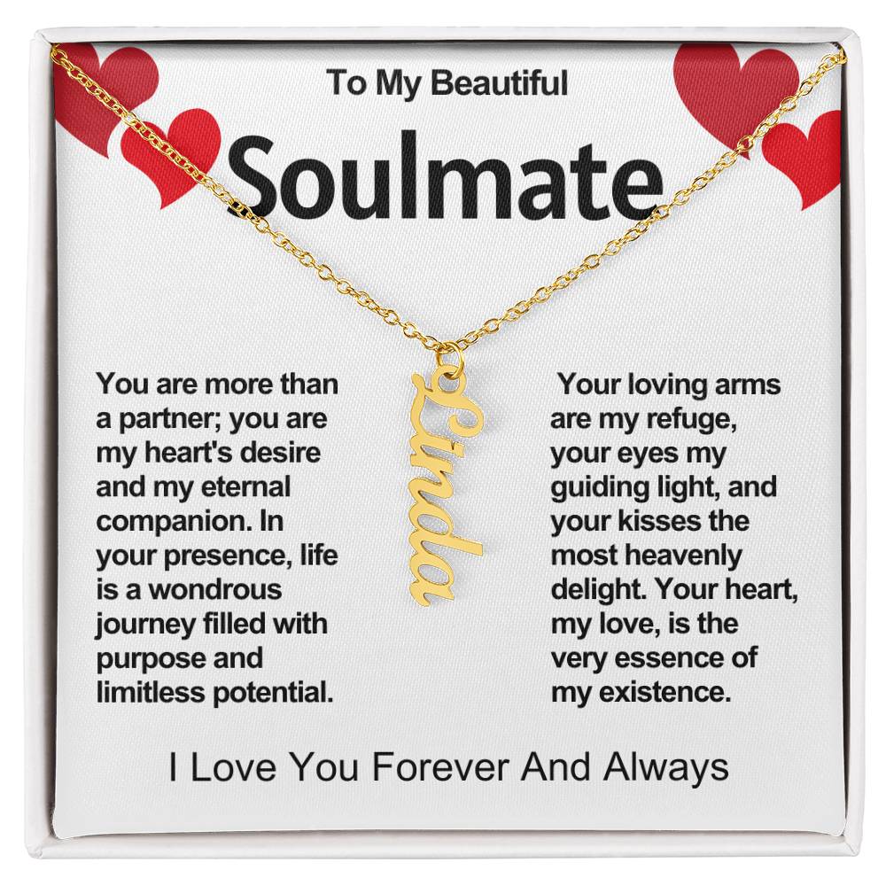 Soulmate Vertical Personalized Valentine Name Necklace