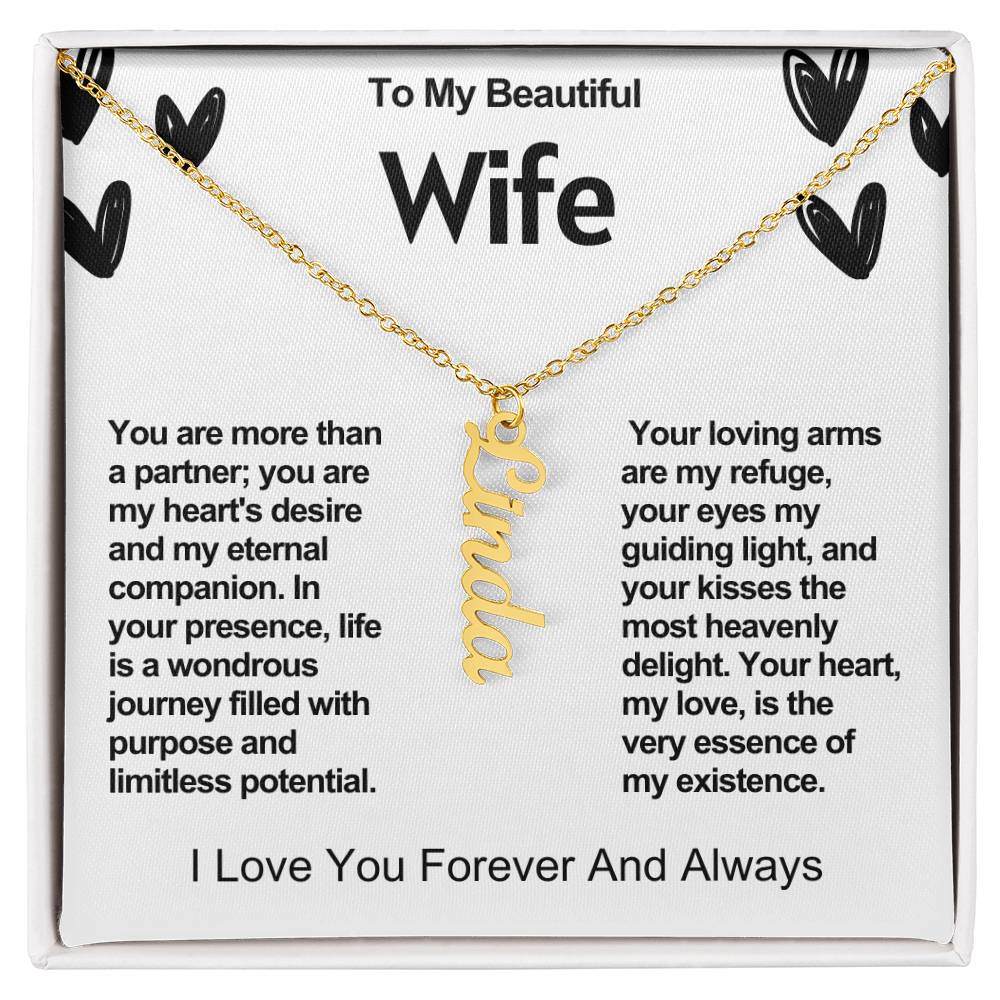 Wife Vertical Personalized Valentine Name Necklace