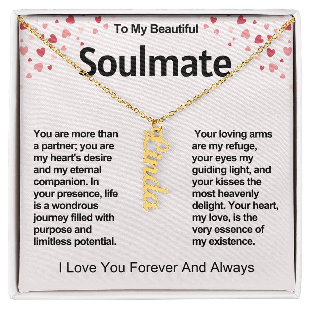 Soulmate Vertical Personalized Valentine Name Necklace