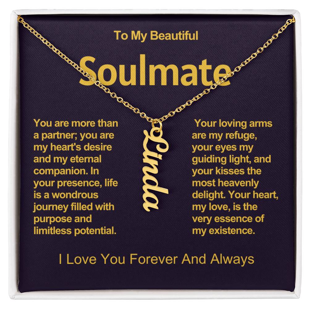 To My Beautiful Soulmate Vertical Name Necklace