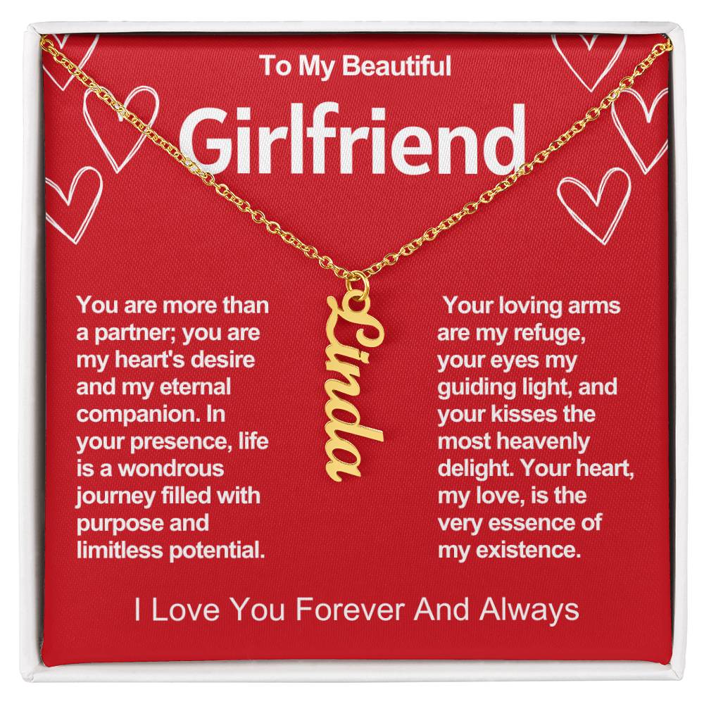 Girlfriend Vertical Personalized Valentine Name Necklace