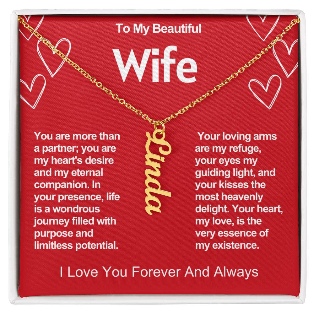 Wife Vertical Personalized Valentine Name Necklace