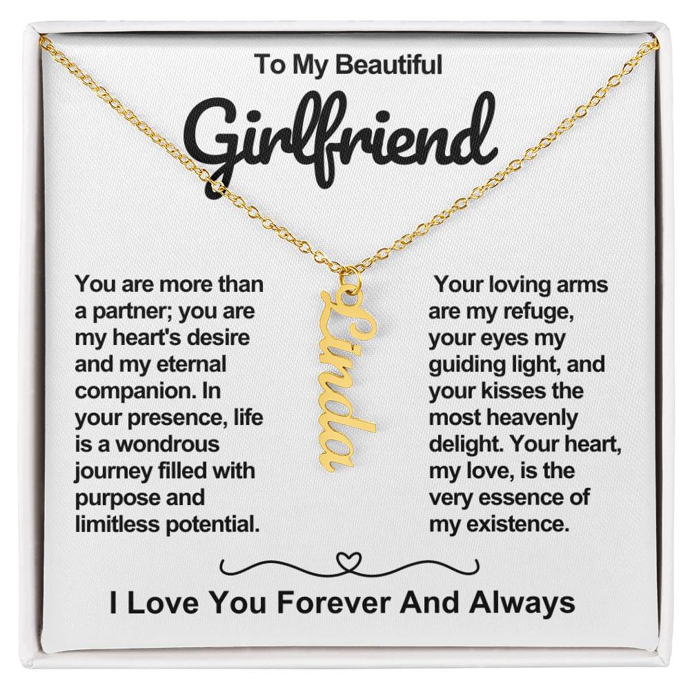 Girlfriend Vertical Personalized Valentine Name Necklace