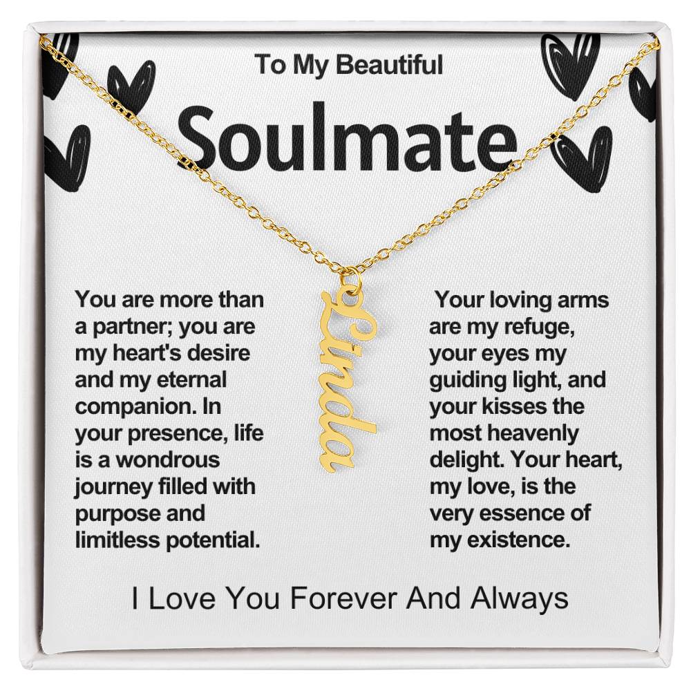 Soulmate Vertical Personalized Valentine Name Necklace