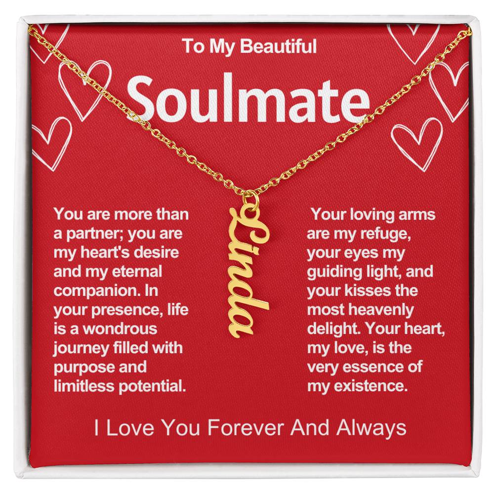 Soulmate Vertical Personalized Valentine Name Necklace