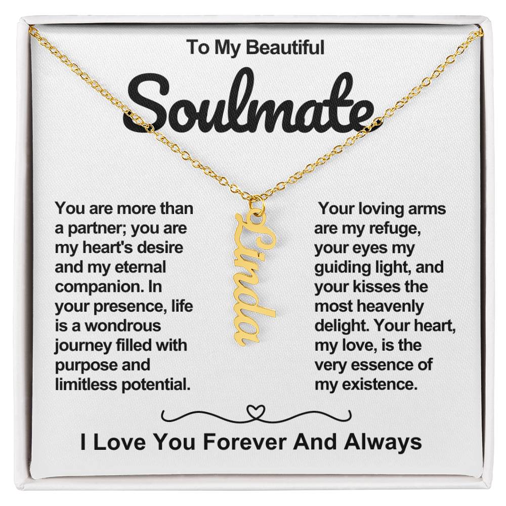 Soulmate Vertical Personalized Valentine Name Necklace