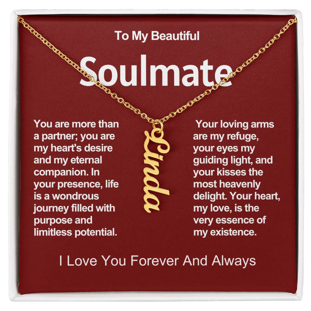 To My Beautiful Soulmate Vertical Name Necklace