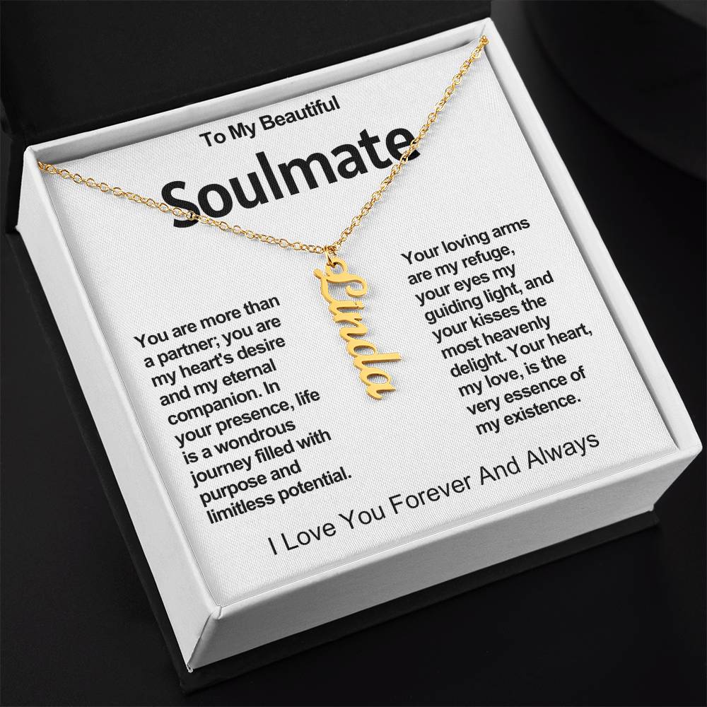 To My Beautiful Soulmate Vertical Name Necklace