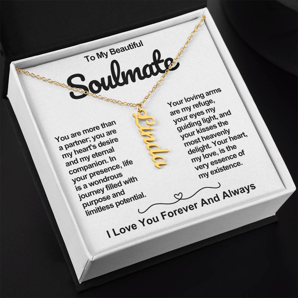 Soulmate Vertical Personalized Valentine Name Necklace