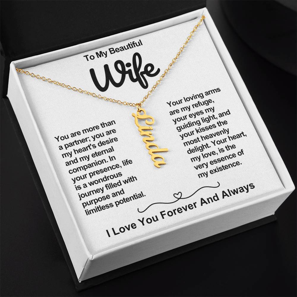 Wife Vertical Personalized Valentine Name Necklace