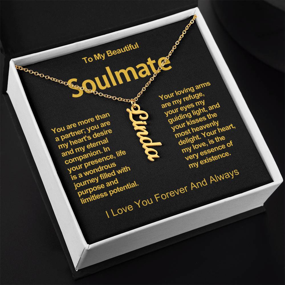 To My Beautiful Soulmate Vertical Name Necklace