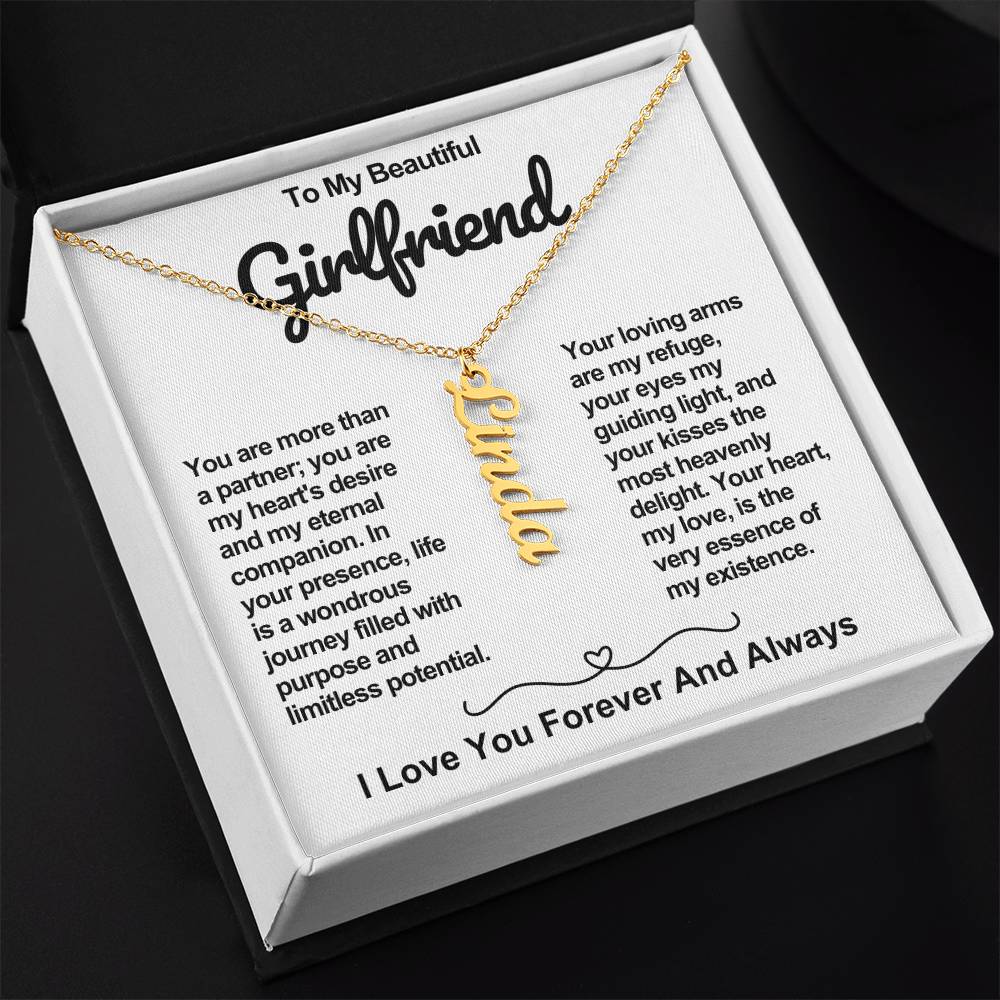 Girlfriend Vertical Personalized Valentine Name Necklace