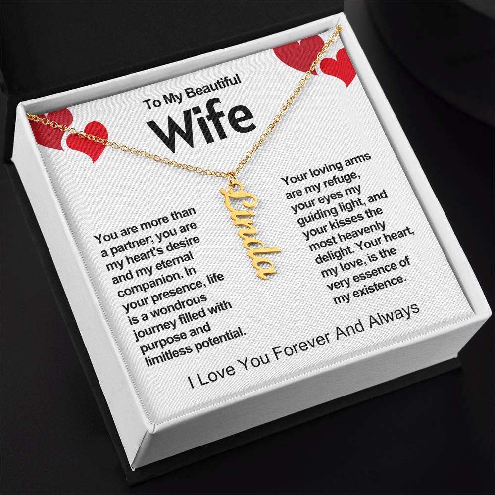 Wife Vertical Personalized Valentine Name Necklace