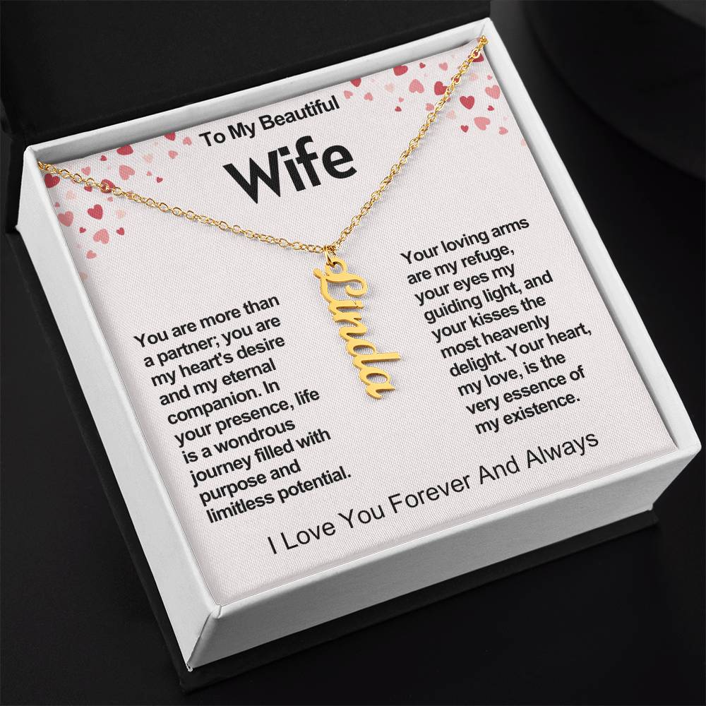 Wife Vertical Personalized Valentine Name Necklace