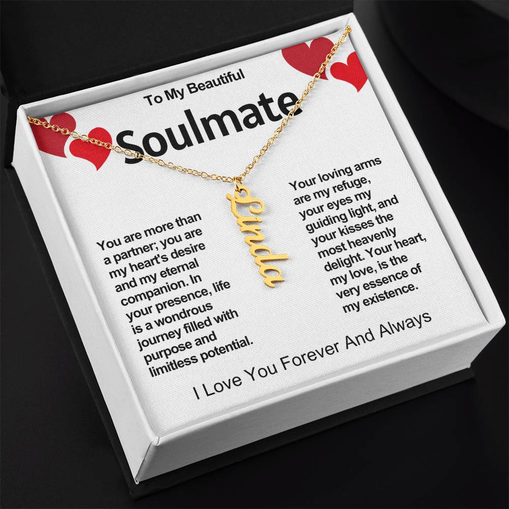 Soulmate Vertical Personalized Valentine Name Necklace