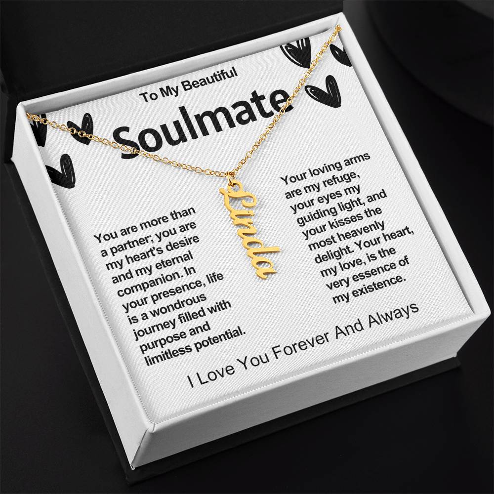 Soulmate Vertical Personalized Valentine Name Necklace