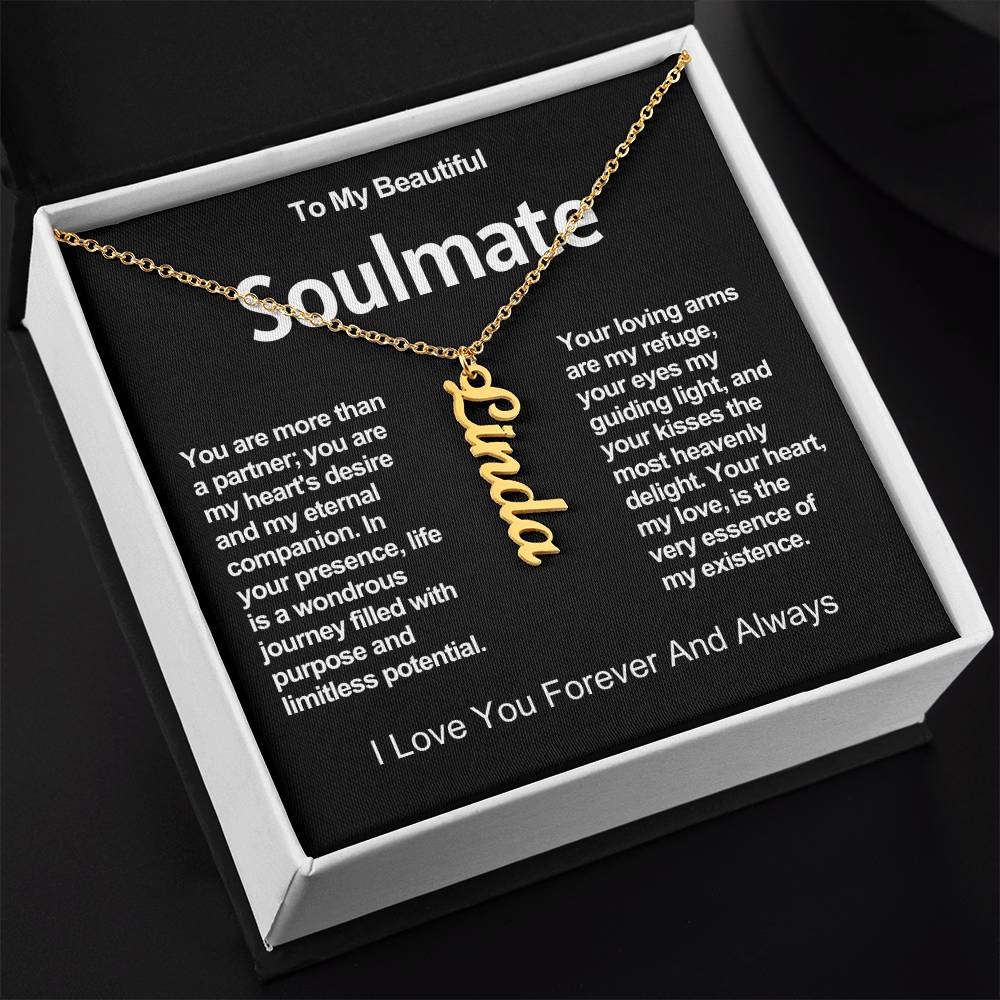 To My Beautiful Soulmate Vertical Name Necklace