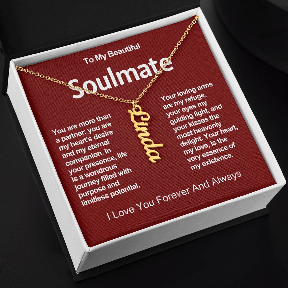 To My Beautiful Soulmate Vertical Name Necklace