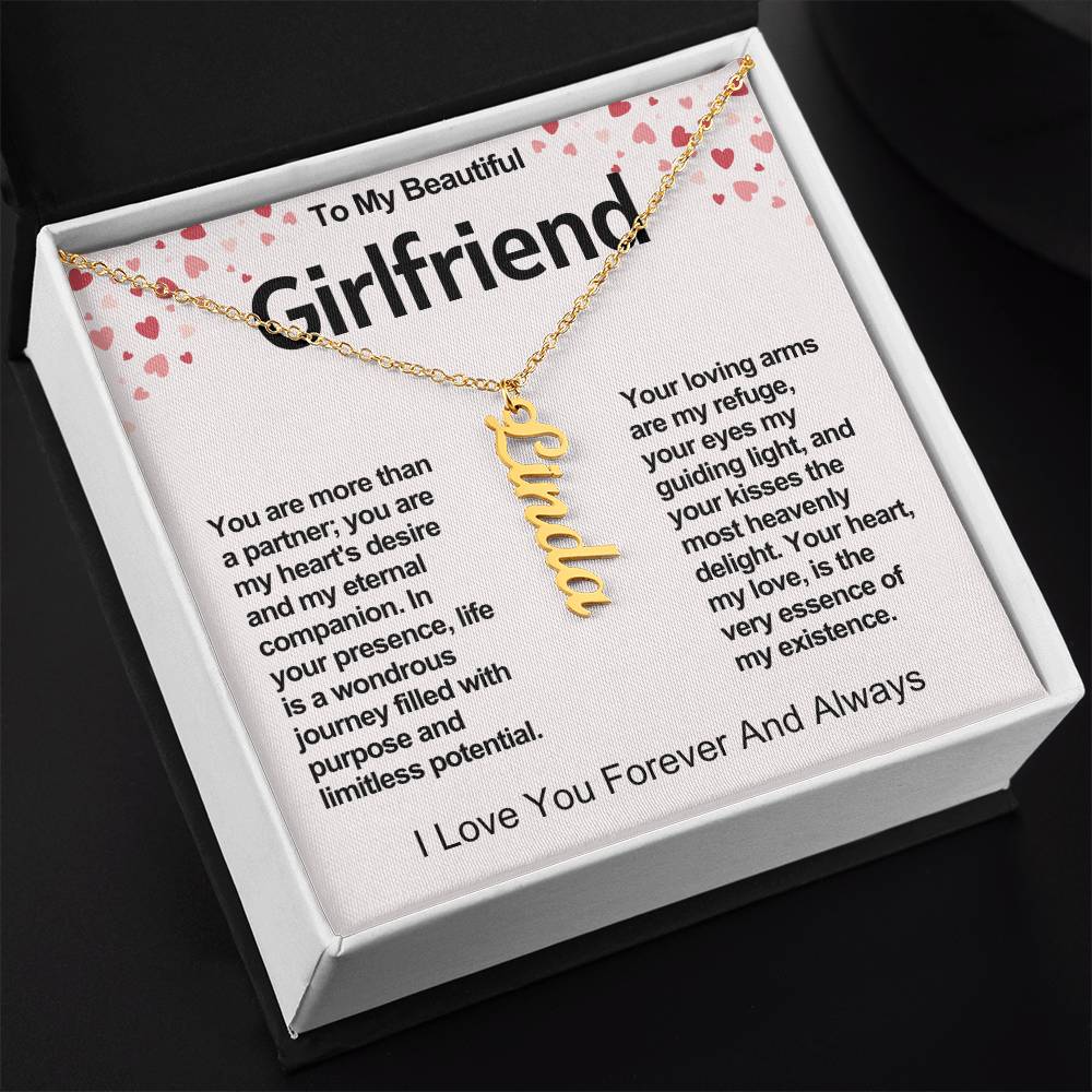 Girlfriend Vertical Personalized Valentine Name Necklace