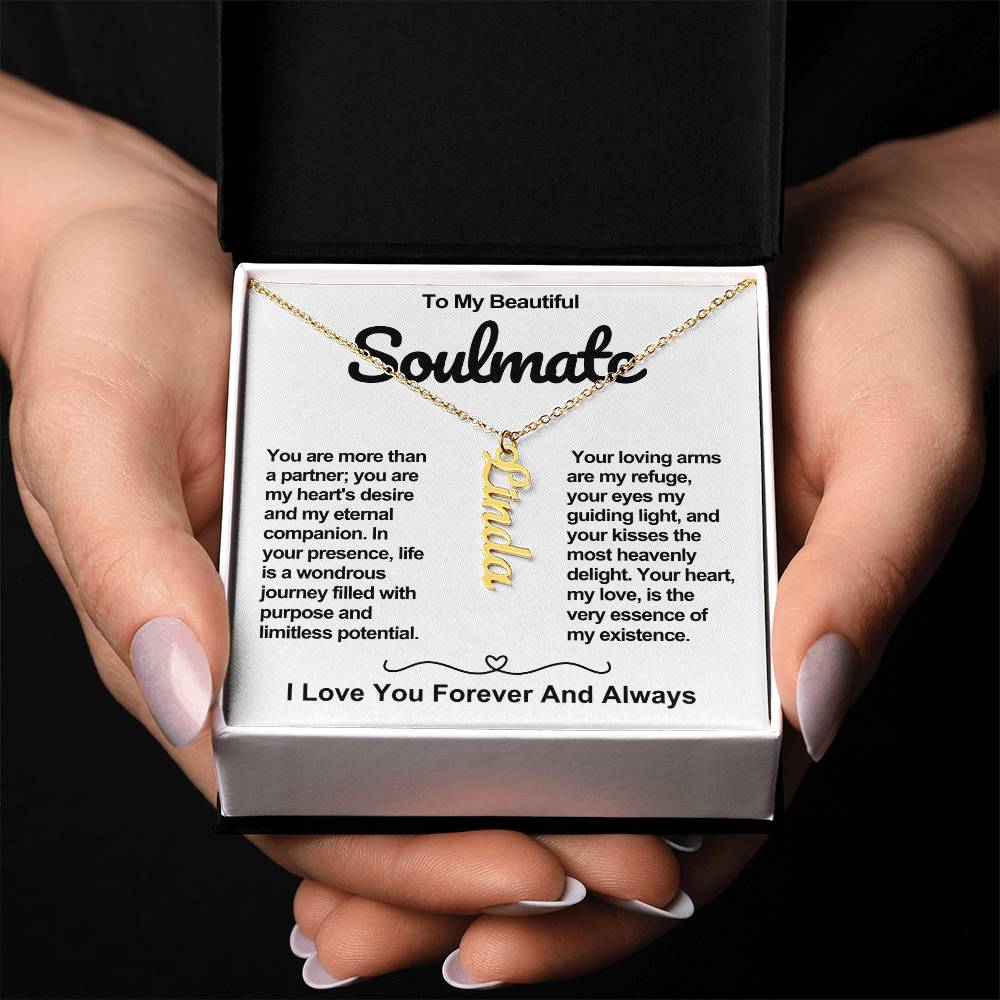 Soulmate Vertical Personalized Valentine Name Necklace