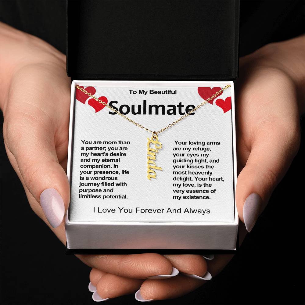 Soulmate Vertical Personalized Valentine Name Necklace