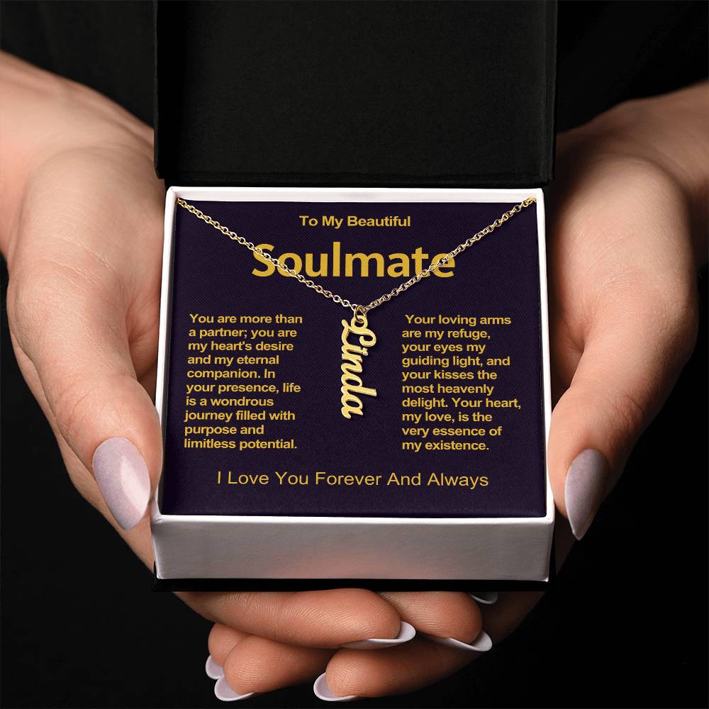 To My Beautiful Soulmate Vertical Name Necklace