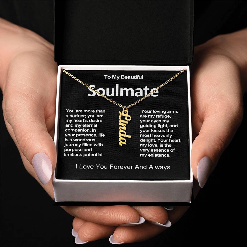 To My Beautiful Soulmate Vertical Name Necklace