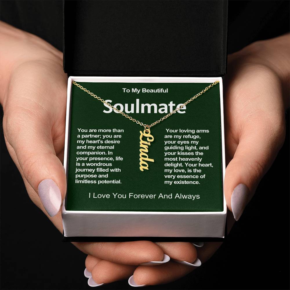 To My Beautiful Soulmate Vertical Name Necklace