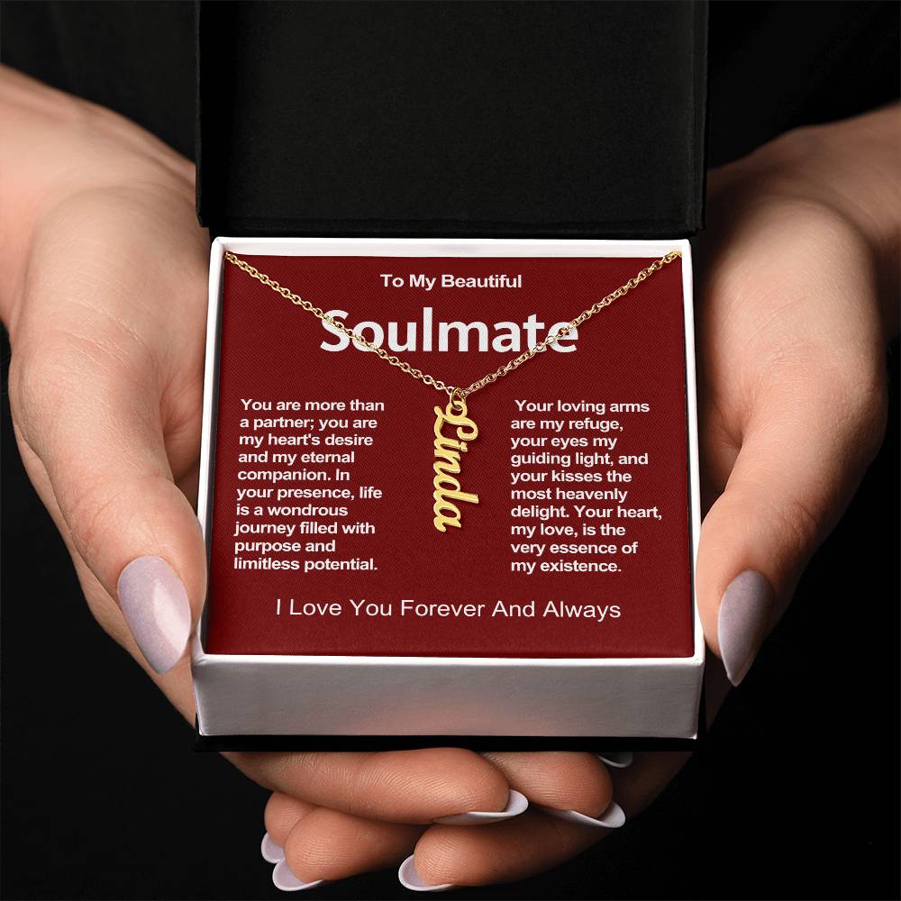 To My Beautiful Soulmate Vertical Name Necklace