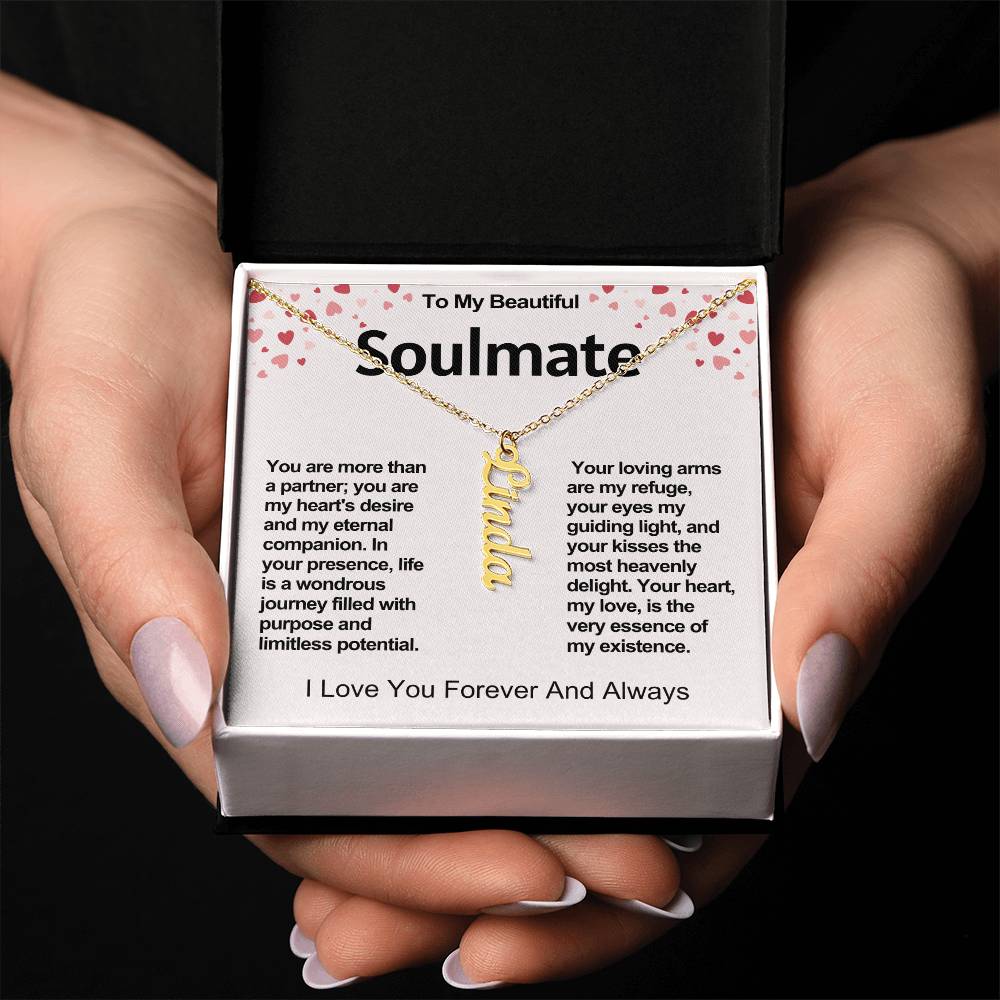 Soulmate Vertical Personalized Valentine Name Necklace