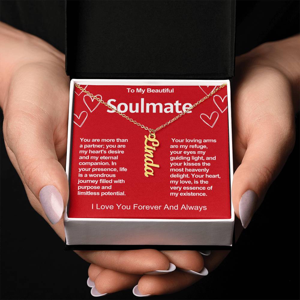 Soulmate Vertical Personalized Valentine Name Necklace