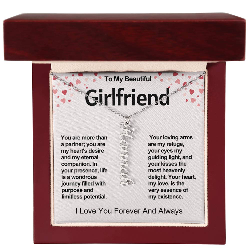 Girlfriend Vertical Personalized Valentine Name Necklace