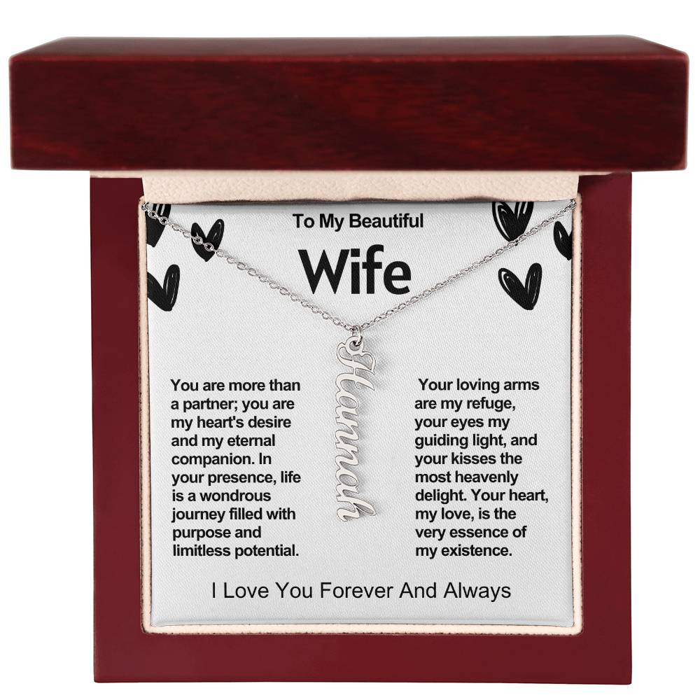 Wife Vertical Personalized Valentine Name Necklace