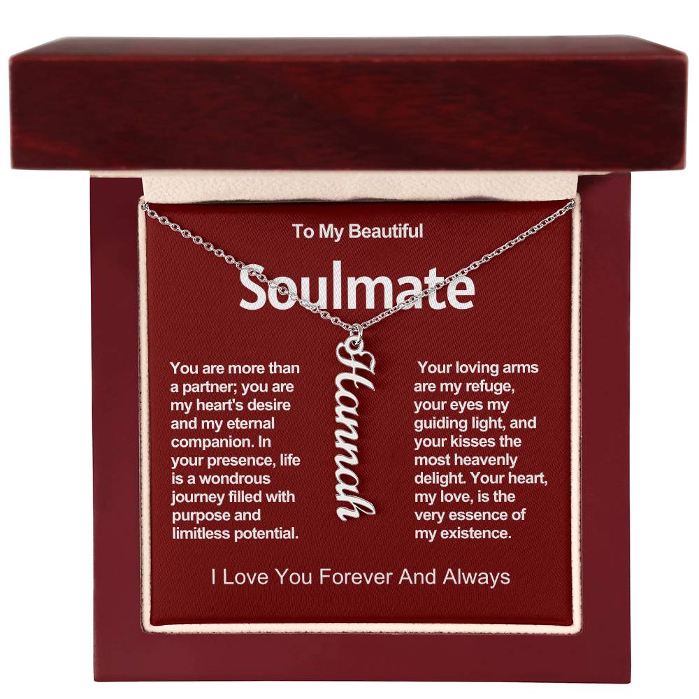 To My Beautiful Soulmate Vertical Name Necklace