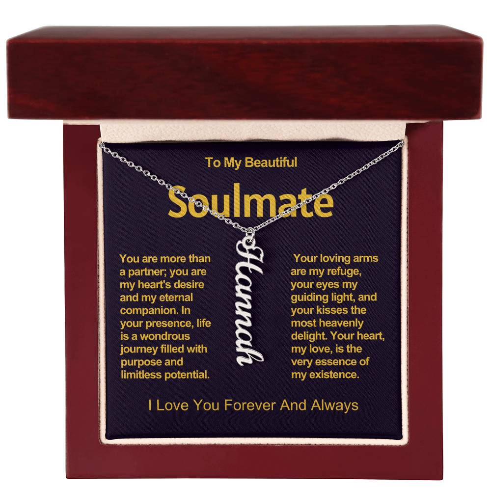 To My Beautiful Soulmate Vertical Name Necklace