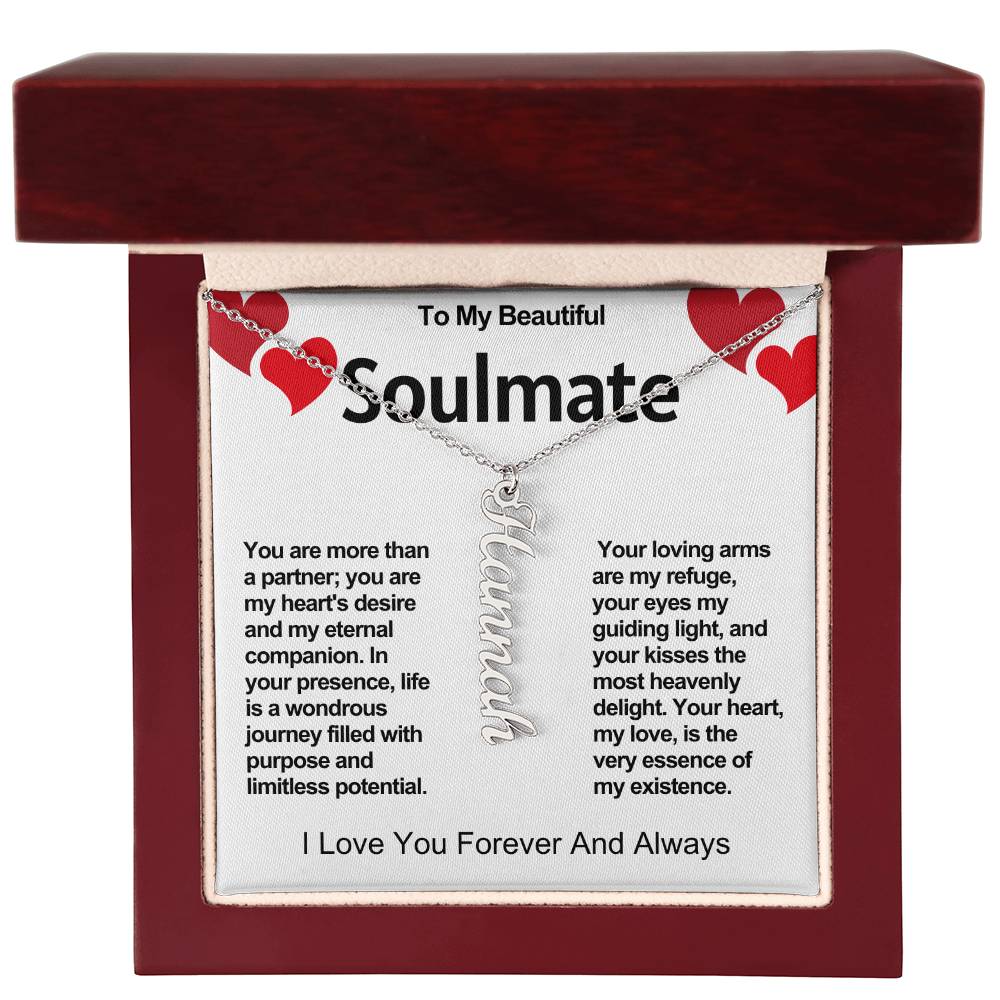 Soulmate Vertical Personalized Valentine Name Necklace