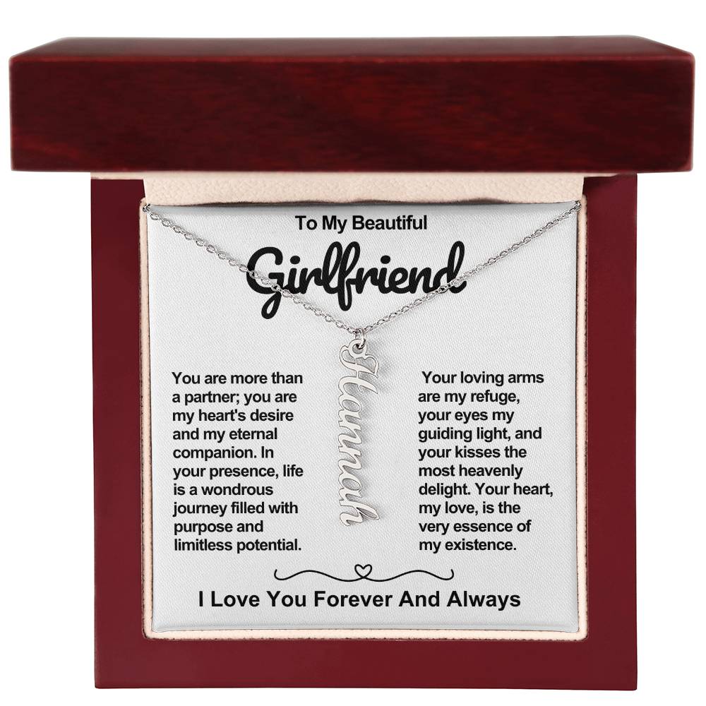 Girlfriend Vertical Personalized Valentine Name Necklace