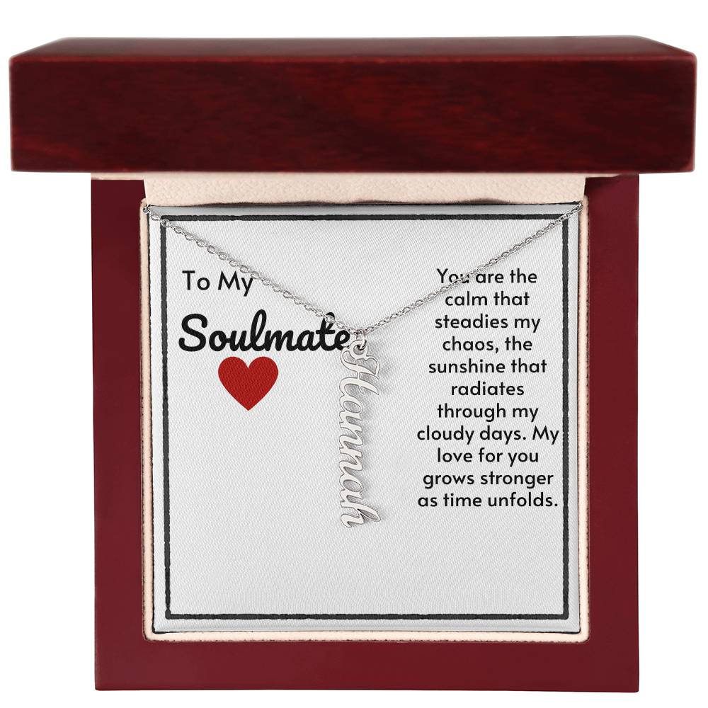 Soulmate Custom Vertical Name Necklace-My Love For You Grows Stronger