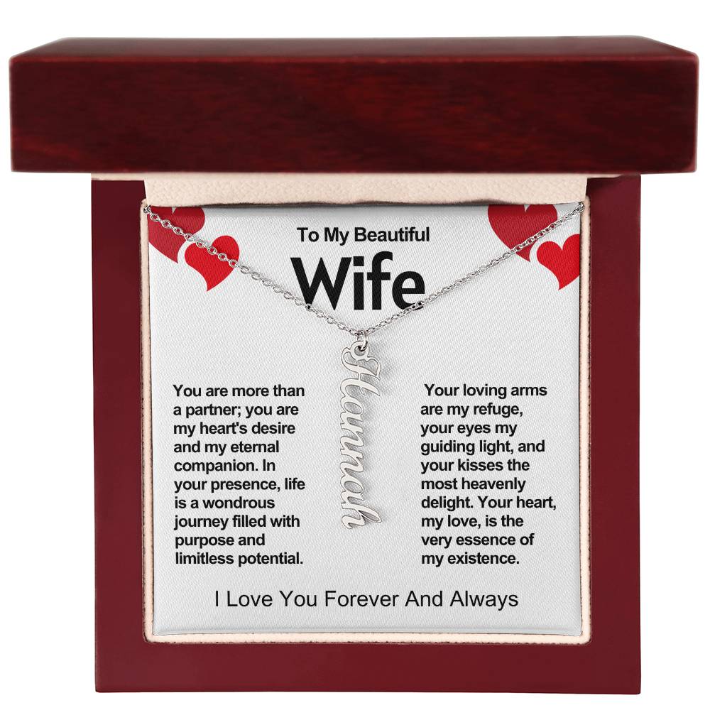 Wife Vertical Personalized Valentine Name Necklace