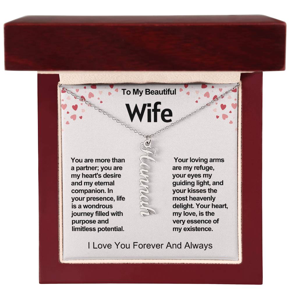 Wife Vertical Personalized Valentine Name Necklace